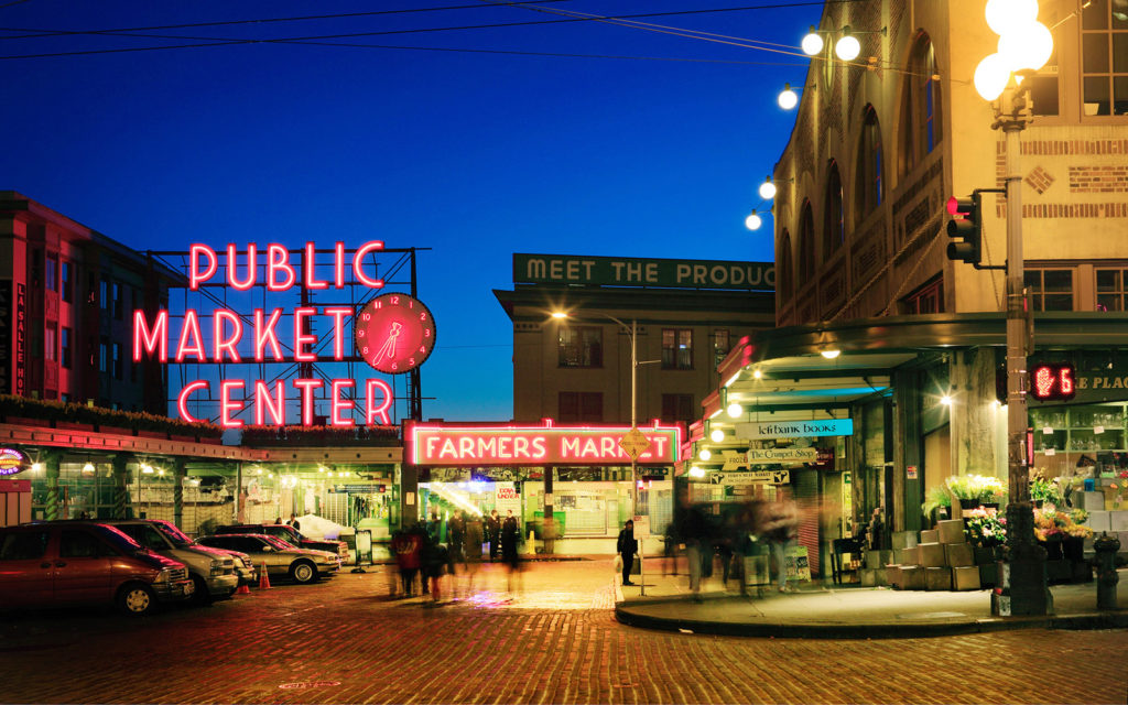 Seattle's iconic downtown market in the evening Citizen CPR